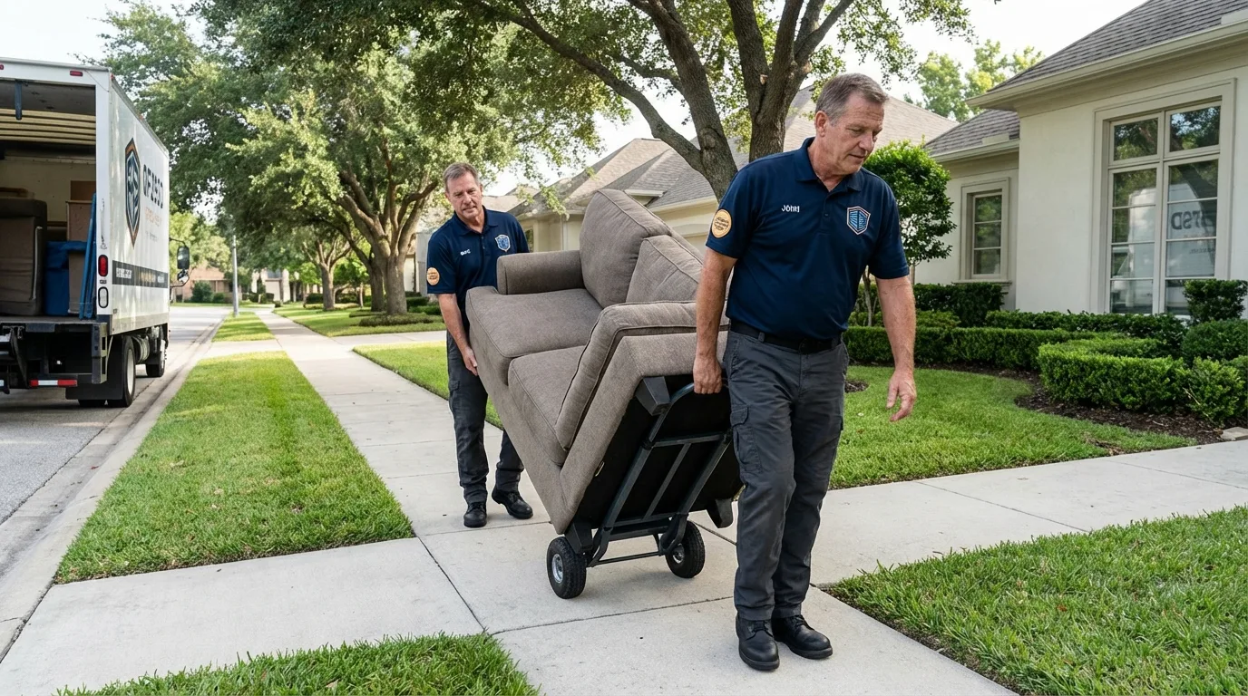 Local residential moving crew loading furniture in Magnolia, NJ