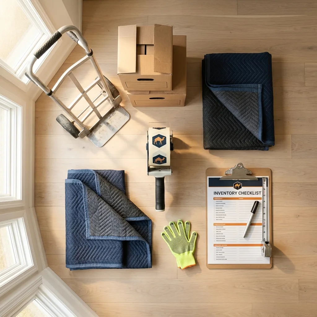 Professional moving supplies and packing materials layout for Magnolia residential relocations